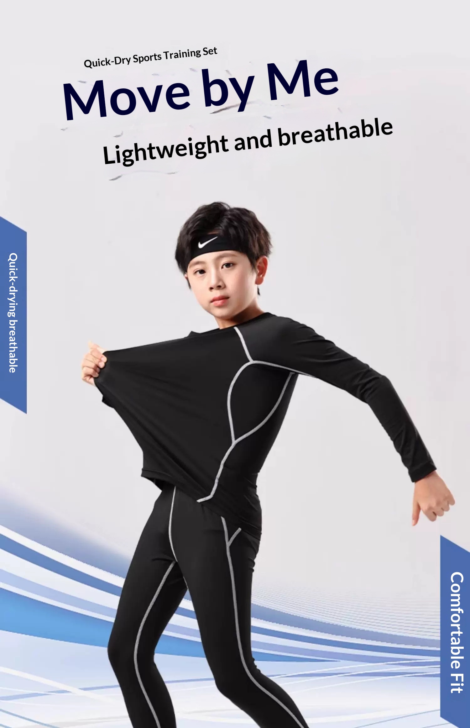 Youth Basketball Compression Training Set - Boys' Quick-Dry Long Sleeve Base Layer detail 1