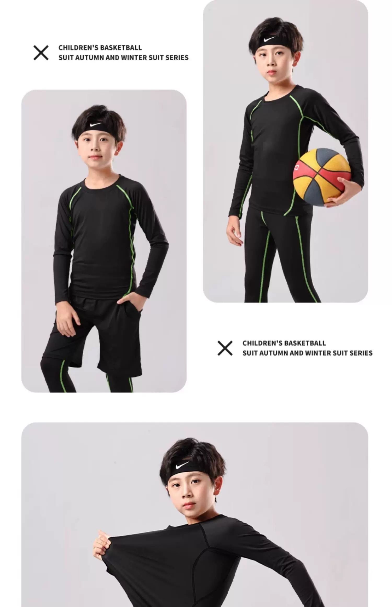 Youth Basketball Compression Training Set - Boys' Quick-Dry Long Sleeve Base Layer detail 15