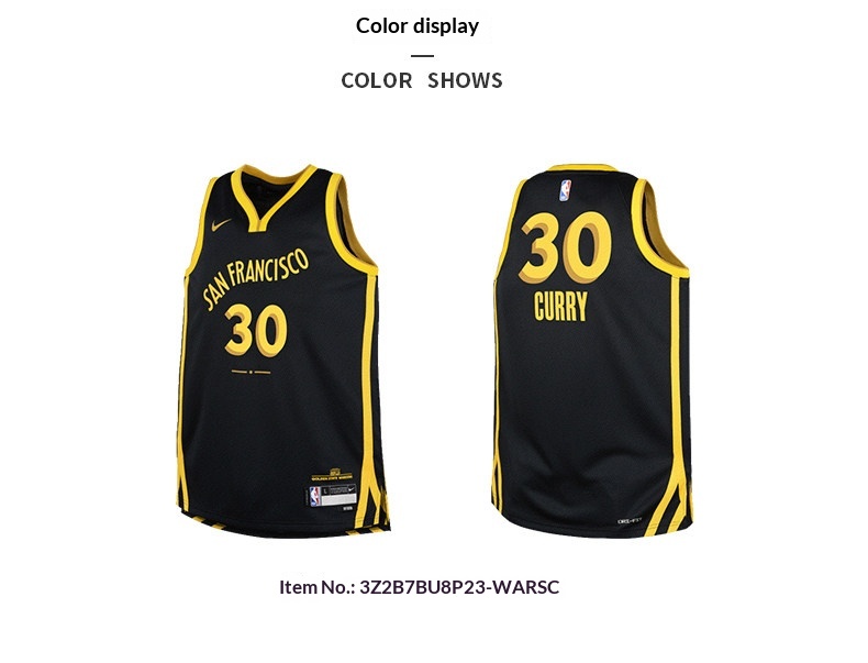 Golden State Warriors Stephen Curry City Edition Youth Basketball Jersey detail 5