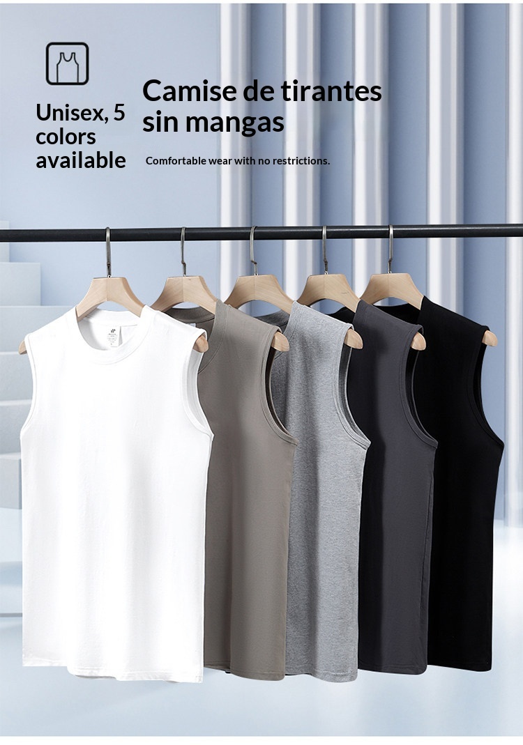 100% Xinjiang Cotton Tank Top - Athletic Sleeveless T-Shirt for Sports detail 1