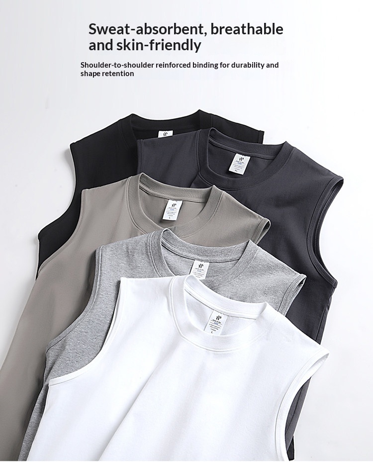 100% Xinjiang Cotton Tank Top - Athletic Sleeveless T-Shirt for Sports detail 5