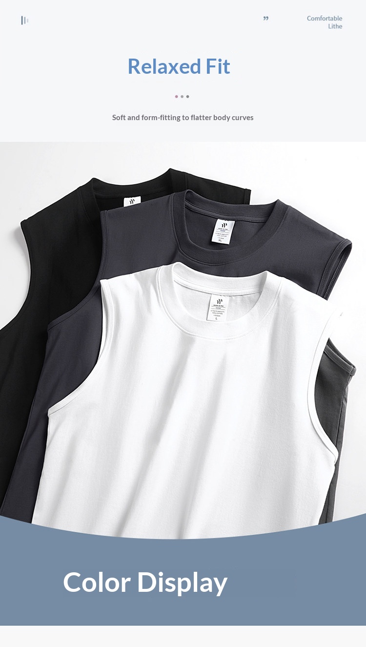 100% Xinjiang Cotton Tank Top - Athletic Sleeveless T-Shirt for Sports detail 14