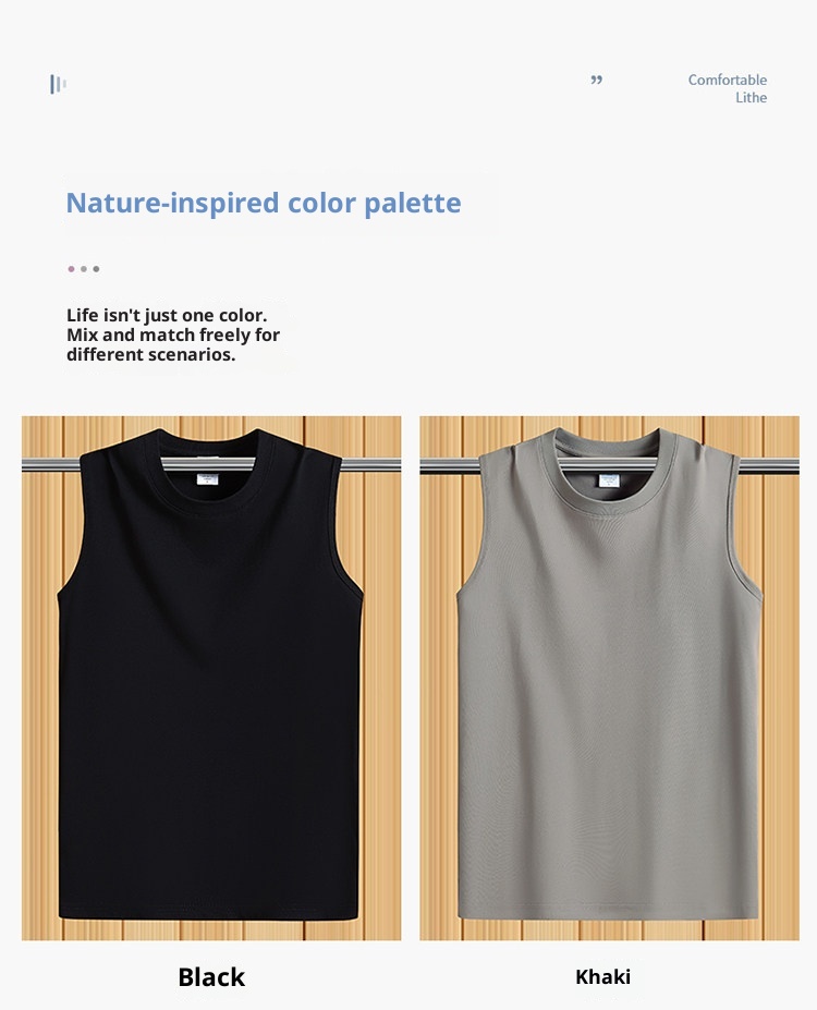 100% Xinjiang Cotton Tank Top - Athletic Sleeveless T-Shirt for Sports detail 15