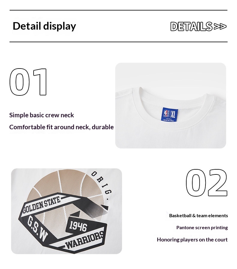 NBA Warriors Official Summer Jersey - Loose Fit Breathable Short Sleeve T-Shirt detail 11