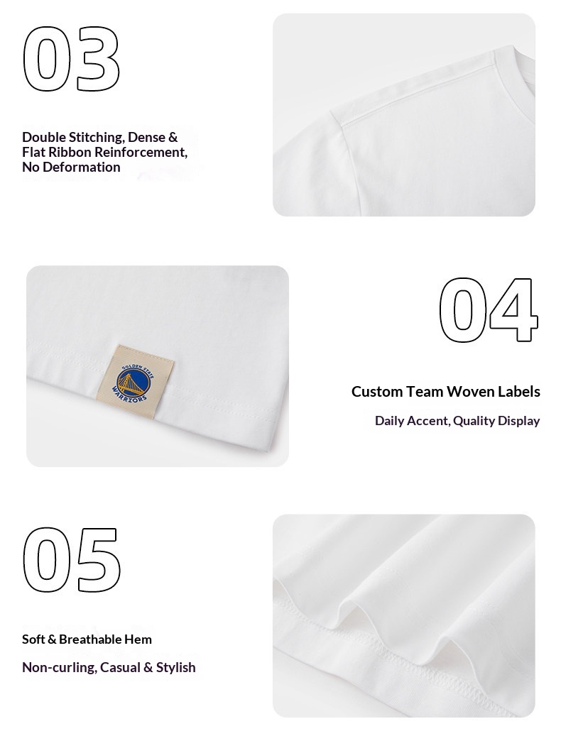 NBA Warriors Official Summer Jersey - Loose Fit Breathable Short Sleeve T-Shirt detail 12