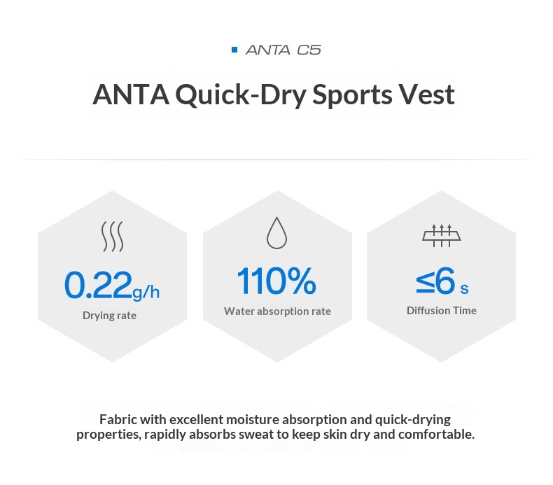 Anta Quick-Dry Tank Top - Men's Breathable Sleeveless Basketball Training Vest detail 3