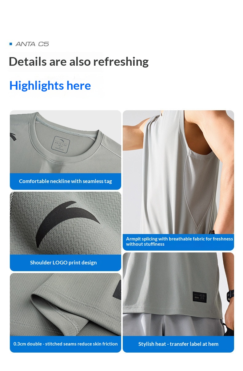 Anta Quick-Dry Tank Top - Men's Breathable Sleeveless Basketball Training Vest detail 11