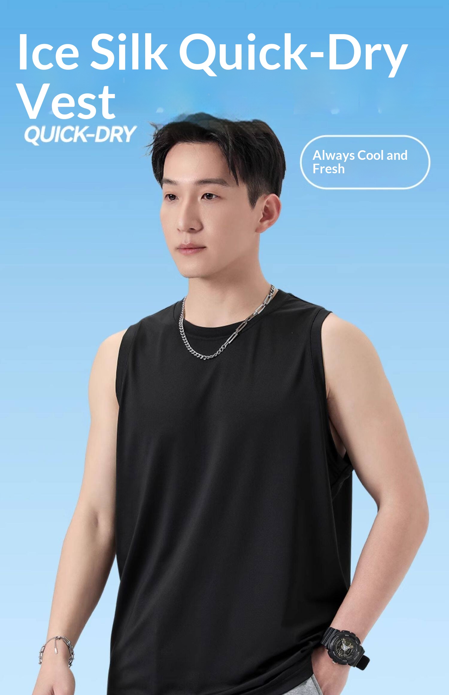 Warrior Men's Tank Top - Summer Quick-Dry Sleeveless Jersey for Running & Basketball detail 1