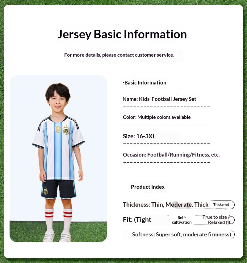 Argentina 2026 World Cup Messi Kids Jersey Set detail 3