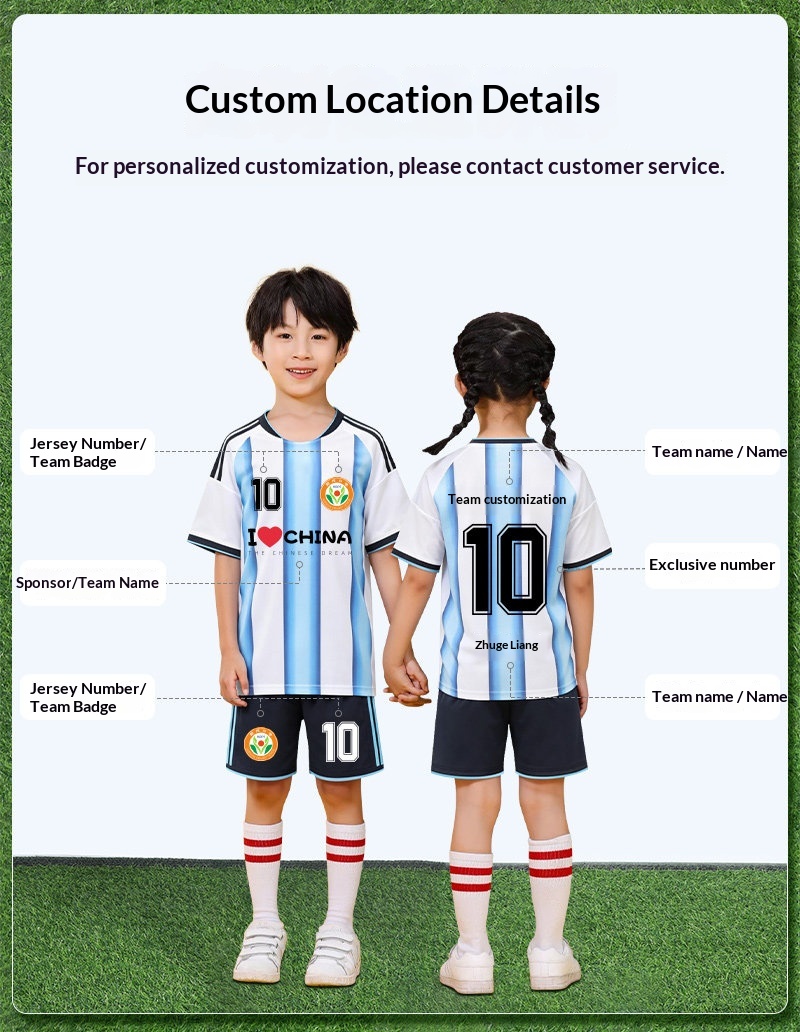 Argentina 2026 World Cup Messi Kids Jersey Set detail 4
