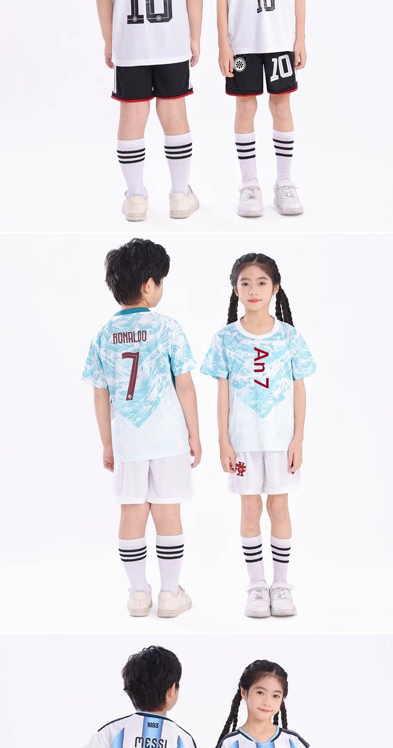 Argentina France Portugal Brazil Kids Football Jersey detail 11