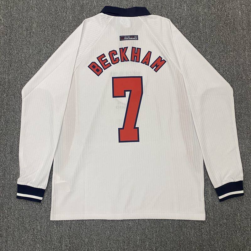 England 98 World Cup Beckham #7 Retro Football Jersey detail 7