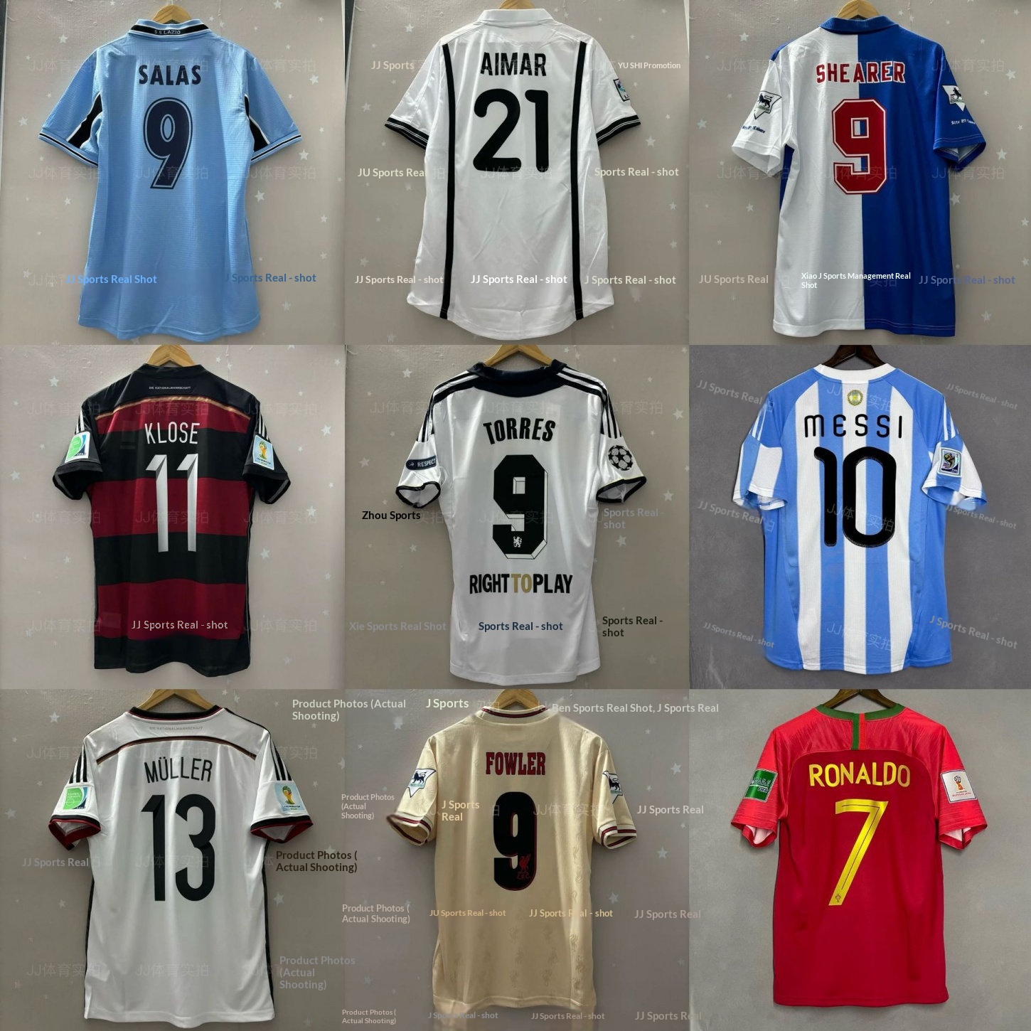 Vintage Jersey: Spain Zidane Maldini AC Ronaldo Benzema Beckham Gerrard National Team detail 1