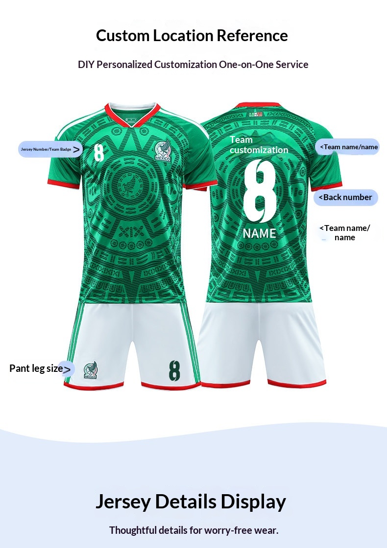 Mexico 2026 World Cup Kids Football Jersey Set detail 6