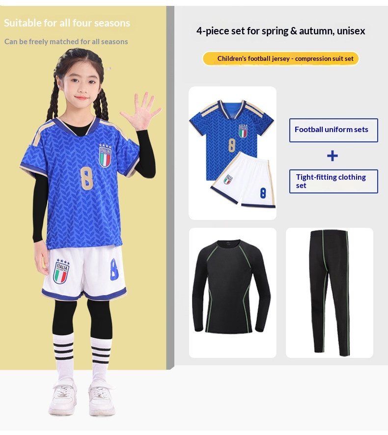 Italy 2026 World Cup Kids Football Jersey Set detail 2