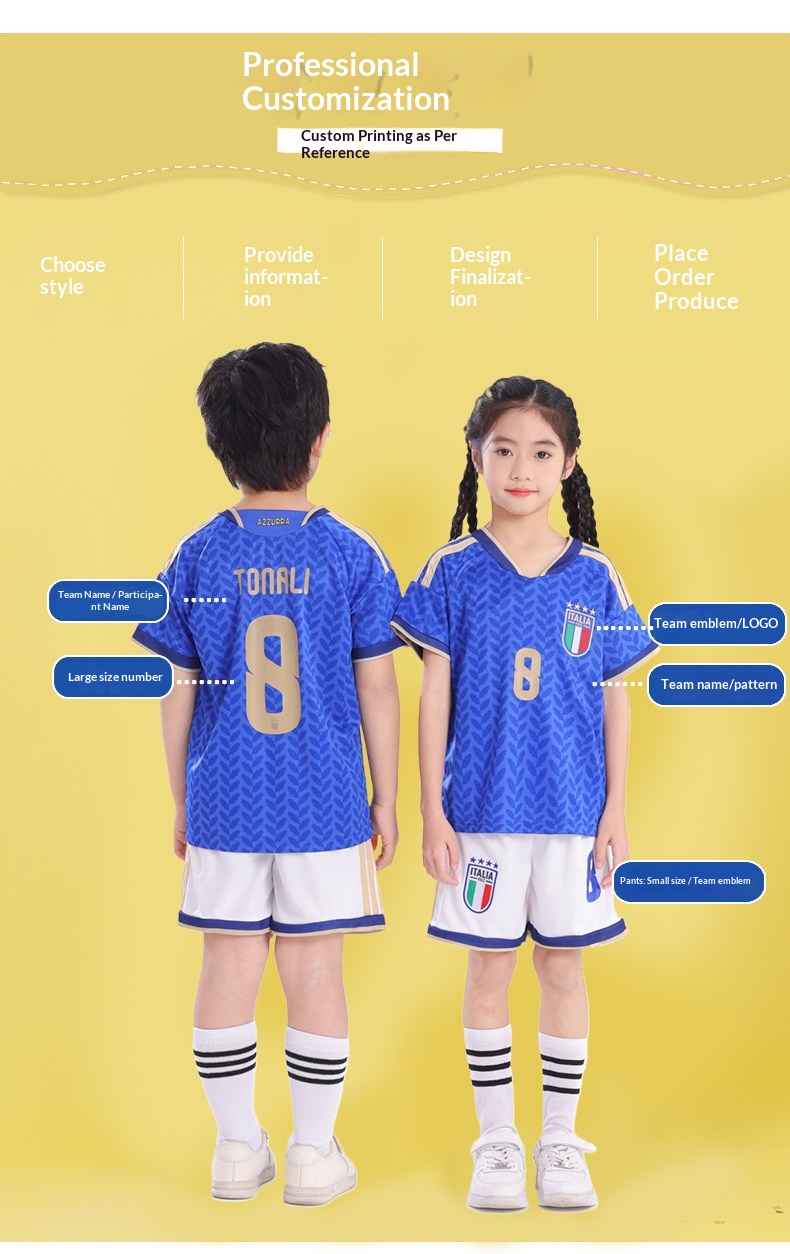 Italy 2026 World Cup Kids Football Jersey Set detail 5