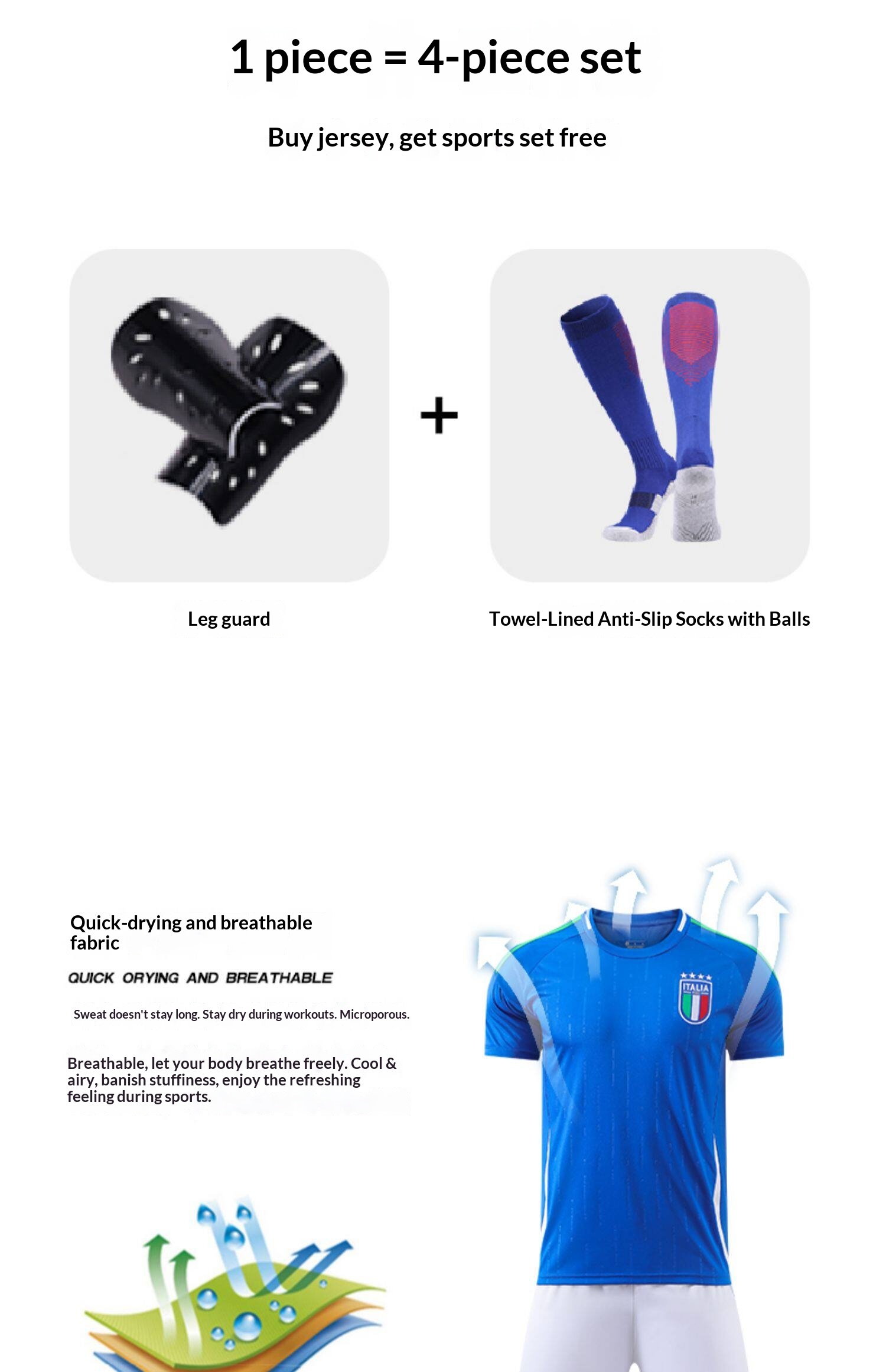 Custom Italy Football Jersey Kit - Adult & Youth Training Match Uniform detail 7