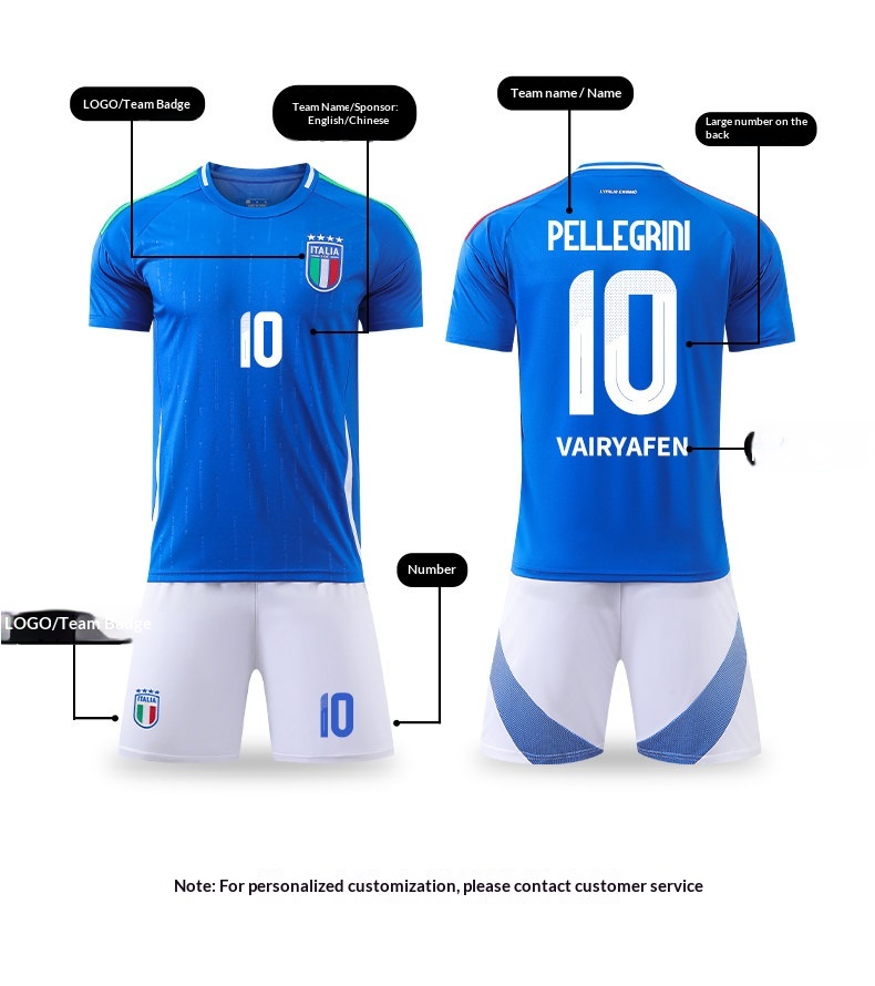 Custom Italy Football Jersey Kit - Adult & Youth Training Match Uniform detail 11