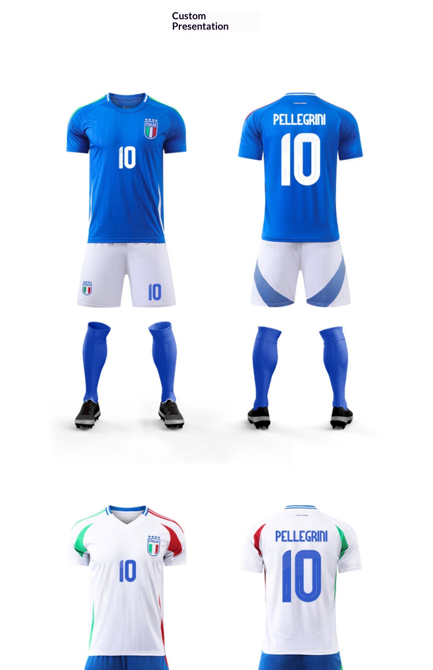 Custom Italy Football Jersey Kit - Adult & Youth Training Match Uniform detail 12