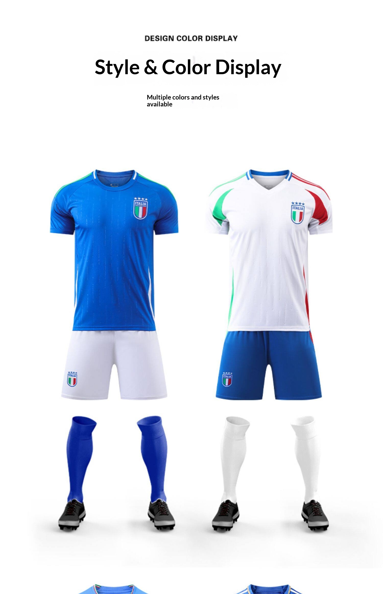 Custom Italy Football Jersey Kit - Adult & Youth Training Match Uniform detail 14