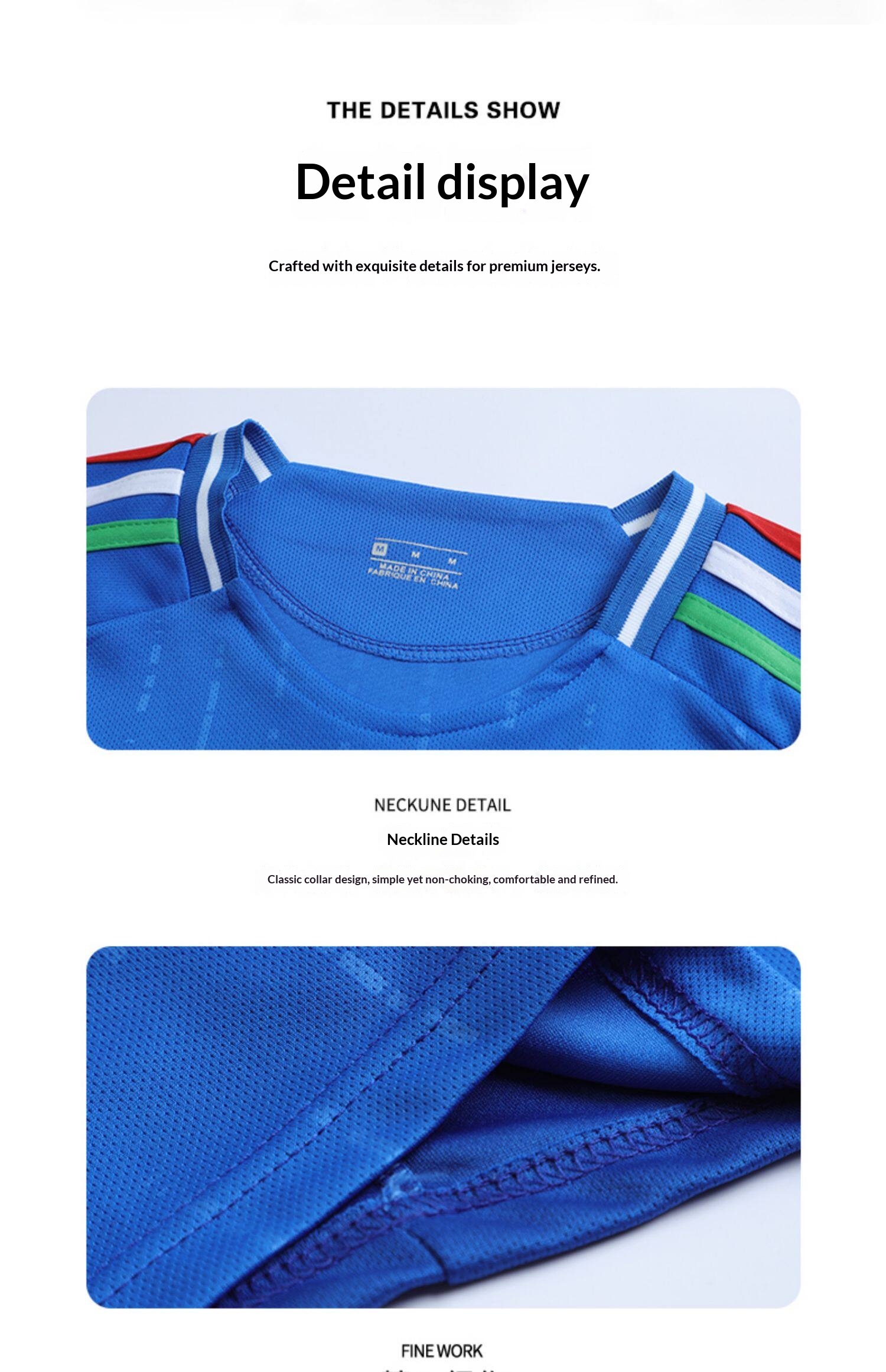 Custom Italy Football Jersey Kit - Adult & Youth Training Match Uniform detail 16