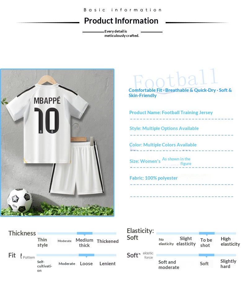 Real Madrid Cristiano Ronaldo Kids Jersey Set - Argentina Messi Training Kit detail 3