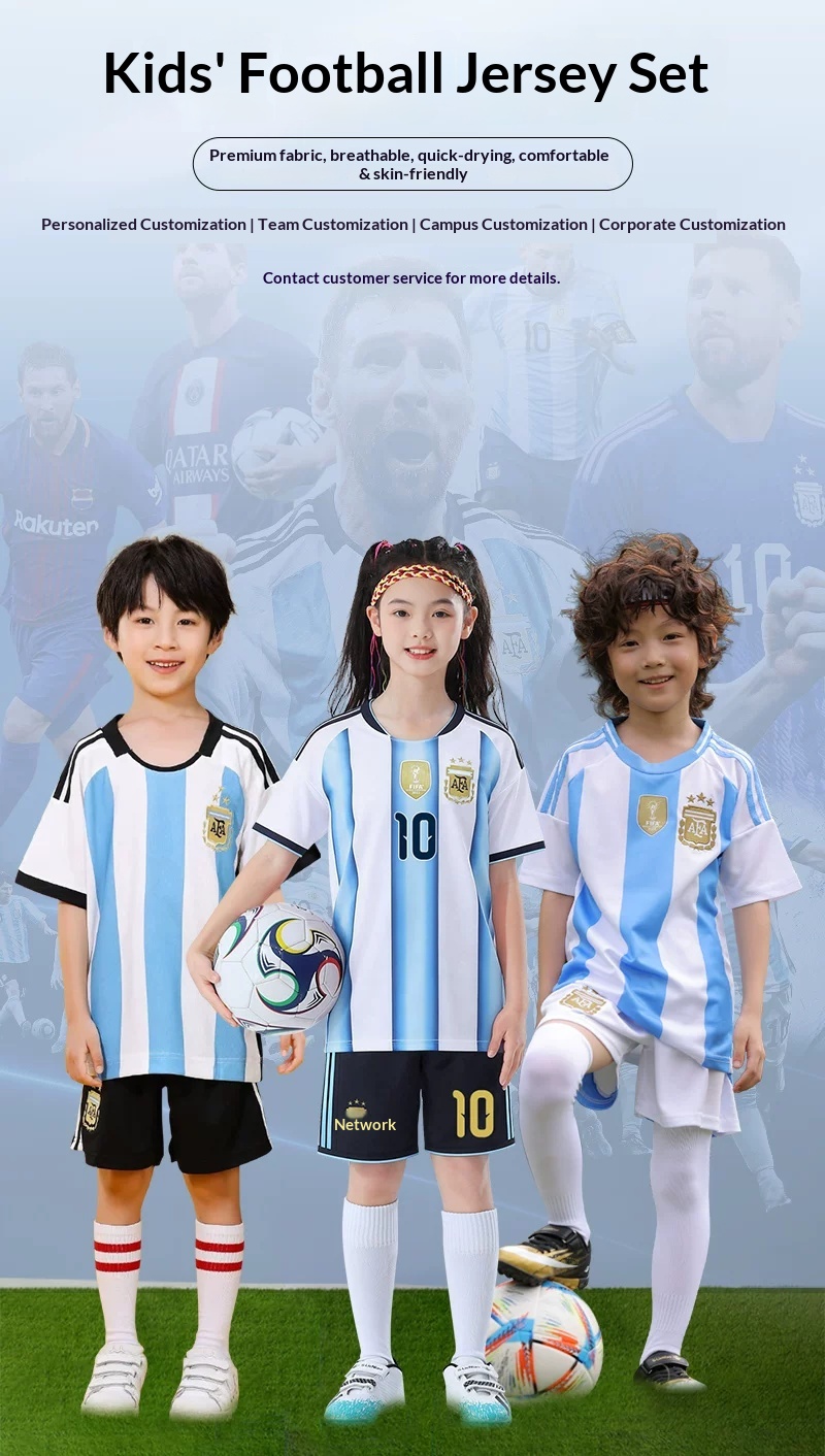 Custom Kids Football Jersey - Argentina Portugal Barcelona Riyadh detail 2
