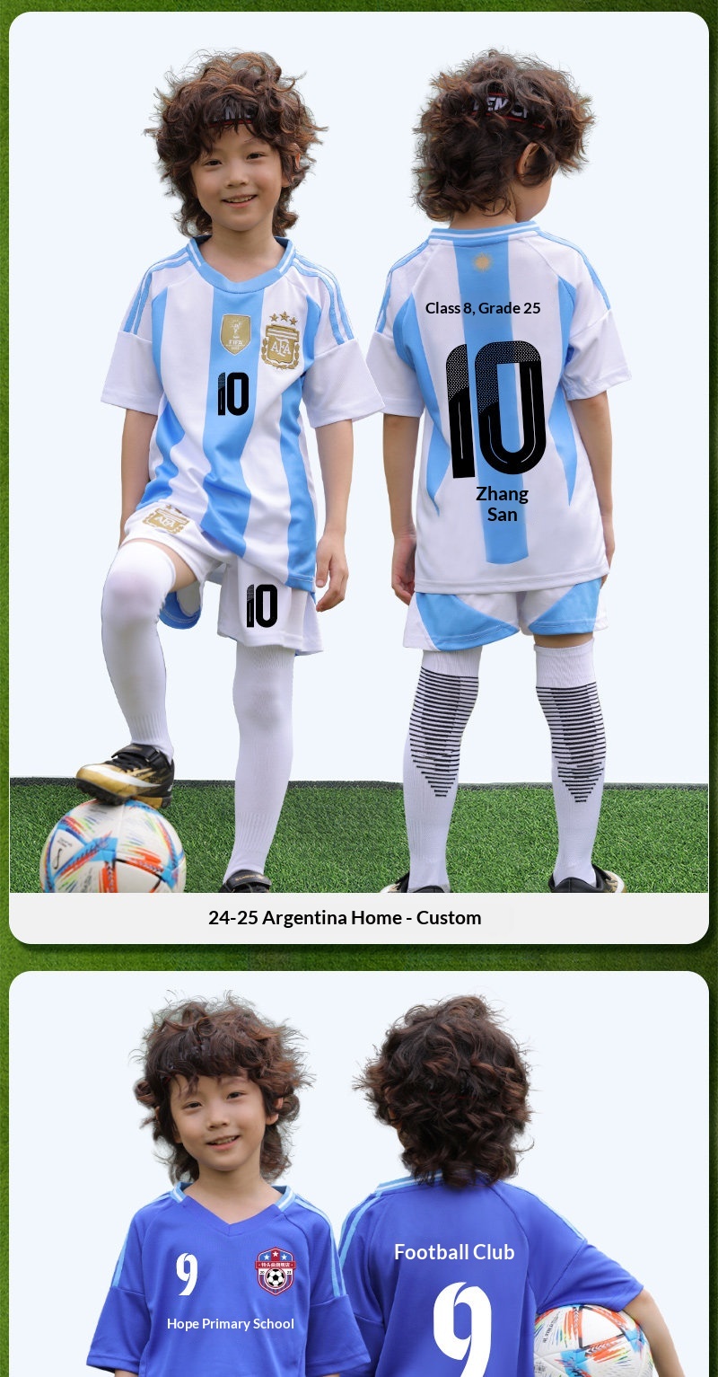 Custom Kids Football Jersey - Argentina Portugal Barcelona Riyadh detail 12
