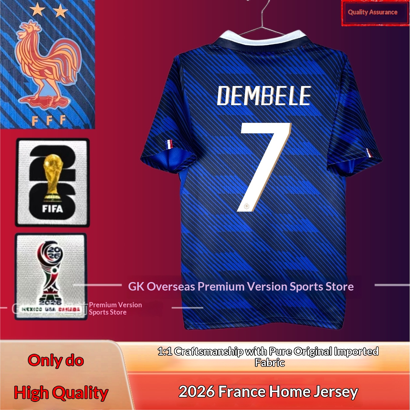 France National Team #10 Mbappe Player Jersey detail 4
