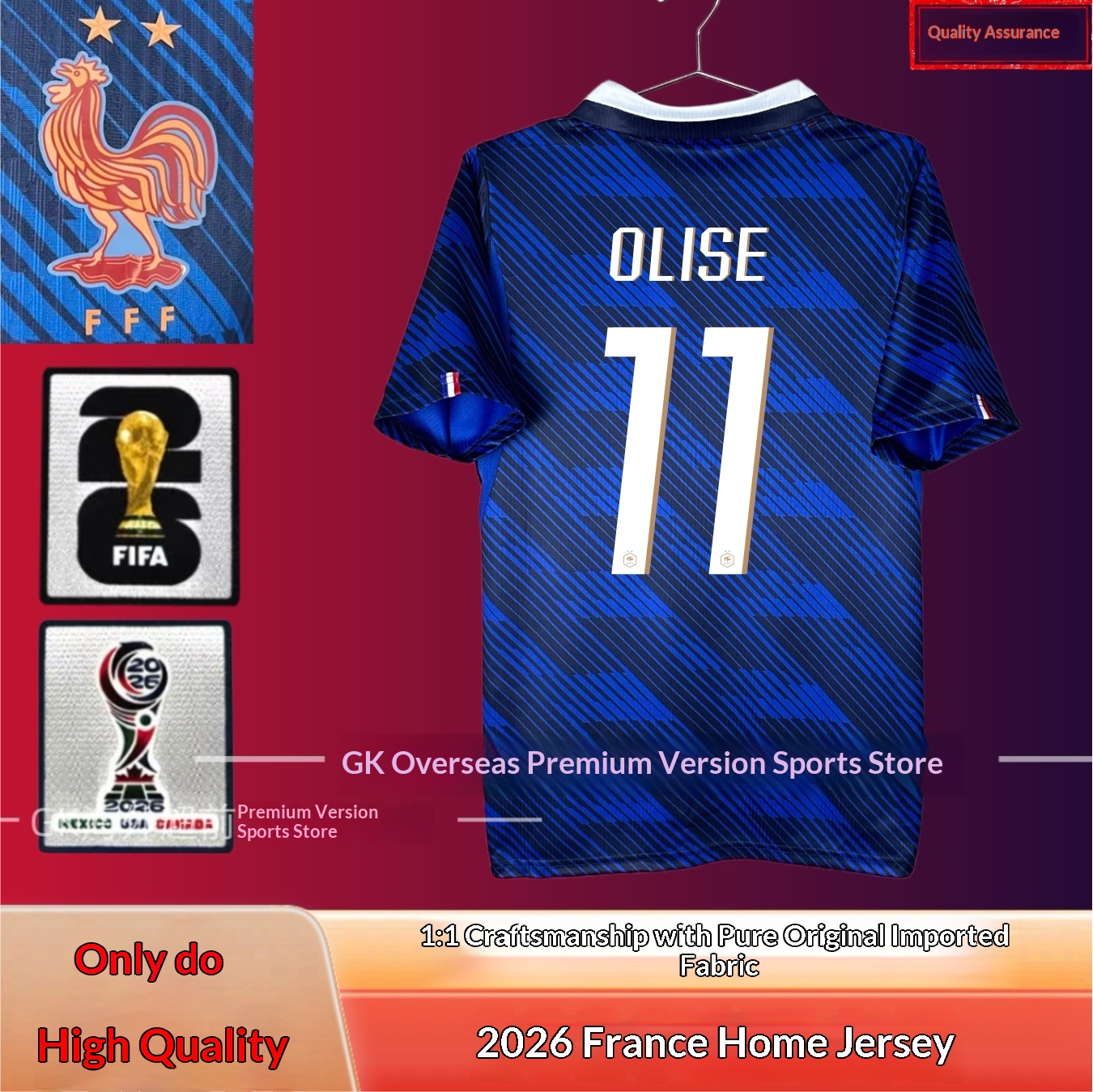 France National Team #10 Mbappe Player Jersey detail 5