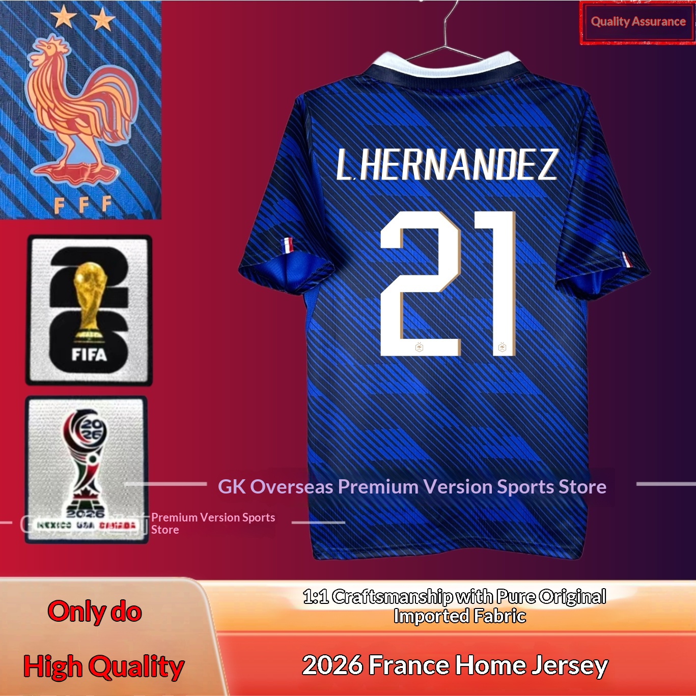 France National Team #10 Mbappe Player Jersey detail 7