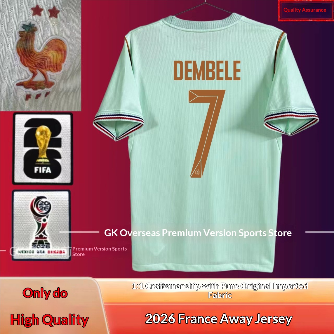 France National Team #10 Mbappe Player Jersey detail 13