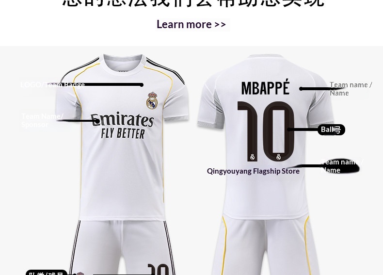 Real Madrid 2526 Home & Away Jersey Kit - Bellingham & Mbappé - Adult & Youth Football Kit detail 17