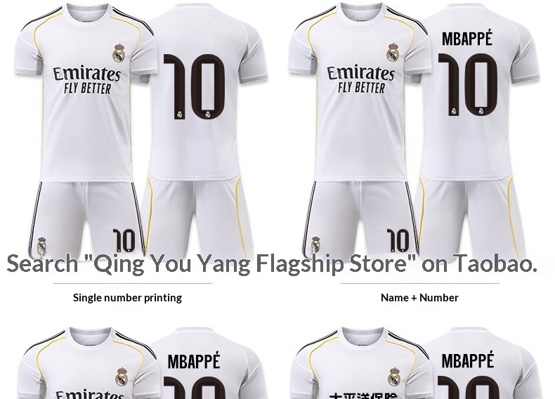 Real Madrid 2526 Home & Away Jersey Kit - Bellingham & Mbappé - Adult & Youth Football Kit detail 19