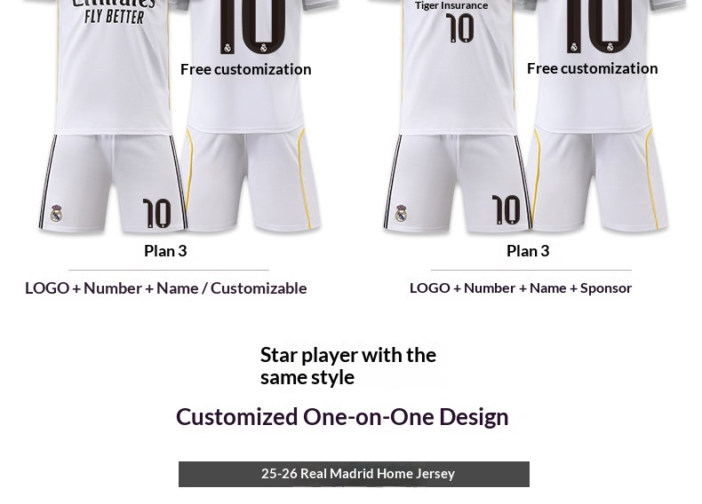 Real Madrid 2526 Home & Away Jersey Kit - Bellingham & Mbappé - Adult & Youth Football Kit detail 20