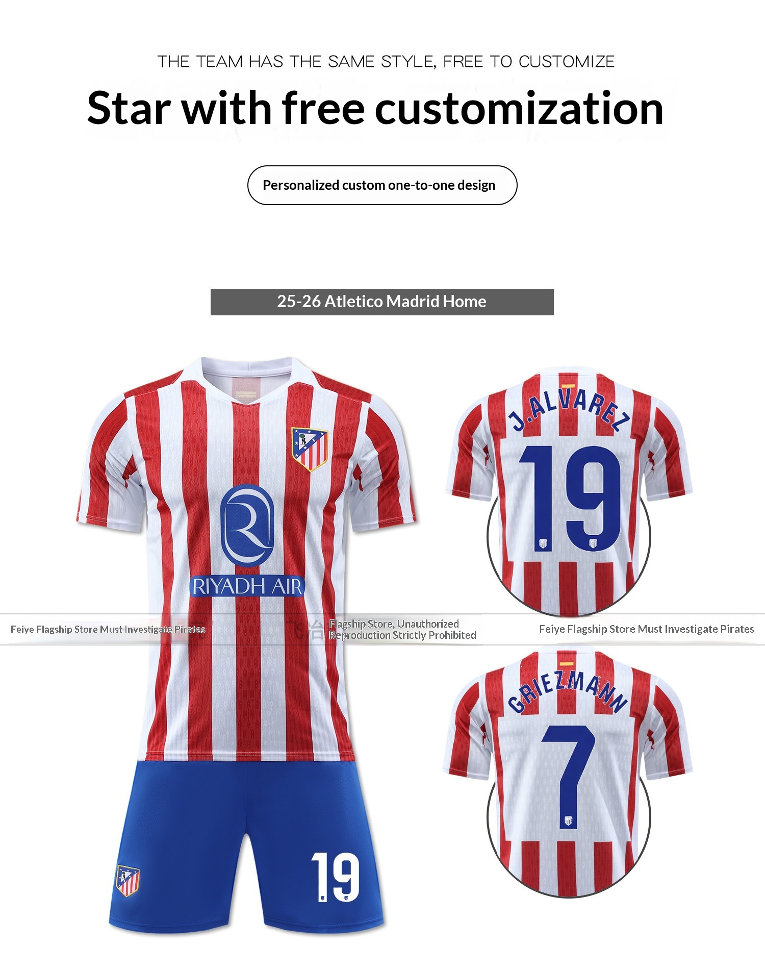 Atletico Madrid 2526 Griezmann Alvarez Football Jersey Kids Training Kit detail 7