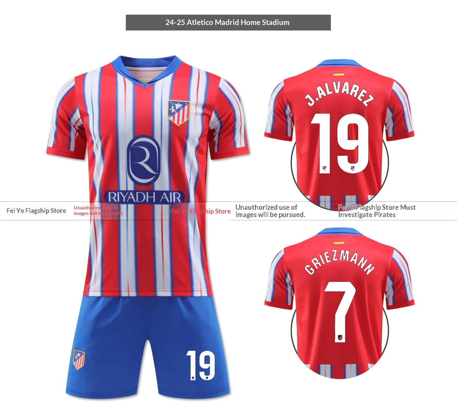 Atletico Madrid 2526 Griezmann Alvarez Football Jersey Kids Training Kit detail 9