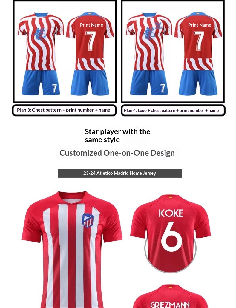 Atletico Madrid 24/25 Home & Away Jersey - Depay 9, Griezmann 7 Customization detail 10