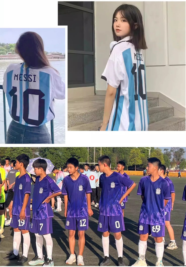 Real Madrid CR7, Miami Messi, Haaland 9, AC Milan, PSG Neymar Kids Football Jerseys detail 3