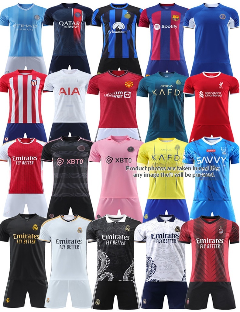 Real Madrid CR7, Miami Messi, Haaland 9, AC Milan, PSG Neymar Kids Football Jerseys detail 12