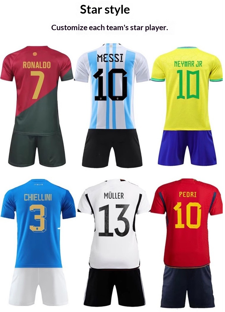 Real Madrid CR7, Miami Messi, Haaland 9, AC Milan, PSG Neymar Kids Football Jerseys detail 13