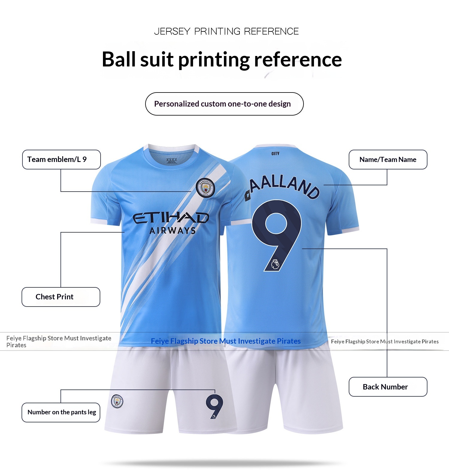 Manchester City 2526 Home & Away Jersey Kit - De Bruyne & Haaland detail 5