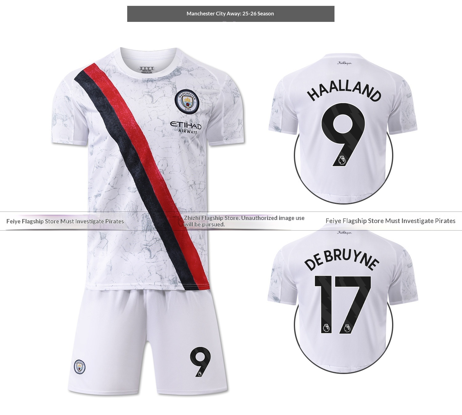 Manchester City 2526 Home & Away Jersey Kit - De Bruyne & Haaland detail 8