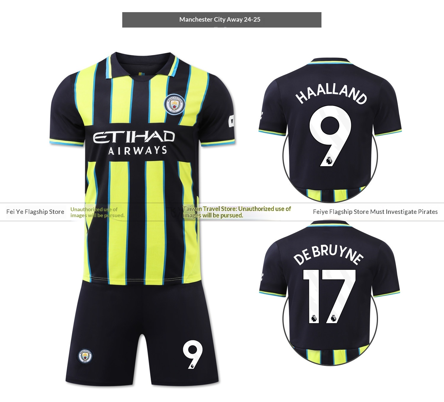 Manchester City 2526 Home & Away Jersey Kit - De Bruyne & Haaland detail 10
