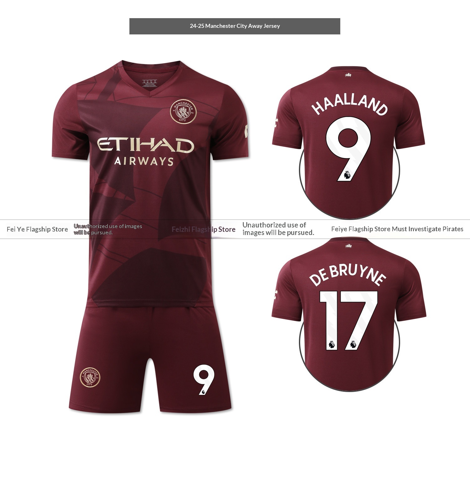 Manchester City 2526 Home & Away Jersey Kit - De Bruyne & Haaland detail 11