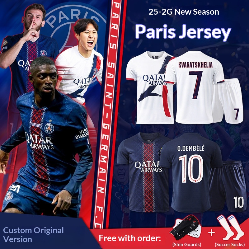 Paris Saint-Germain 2526 Mbappe Dembele Match Jersey Kit Boys Custom