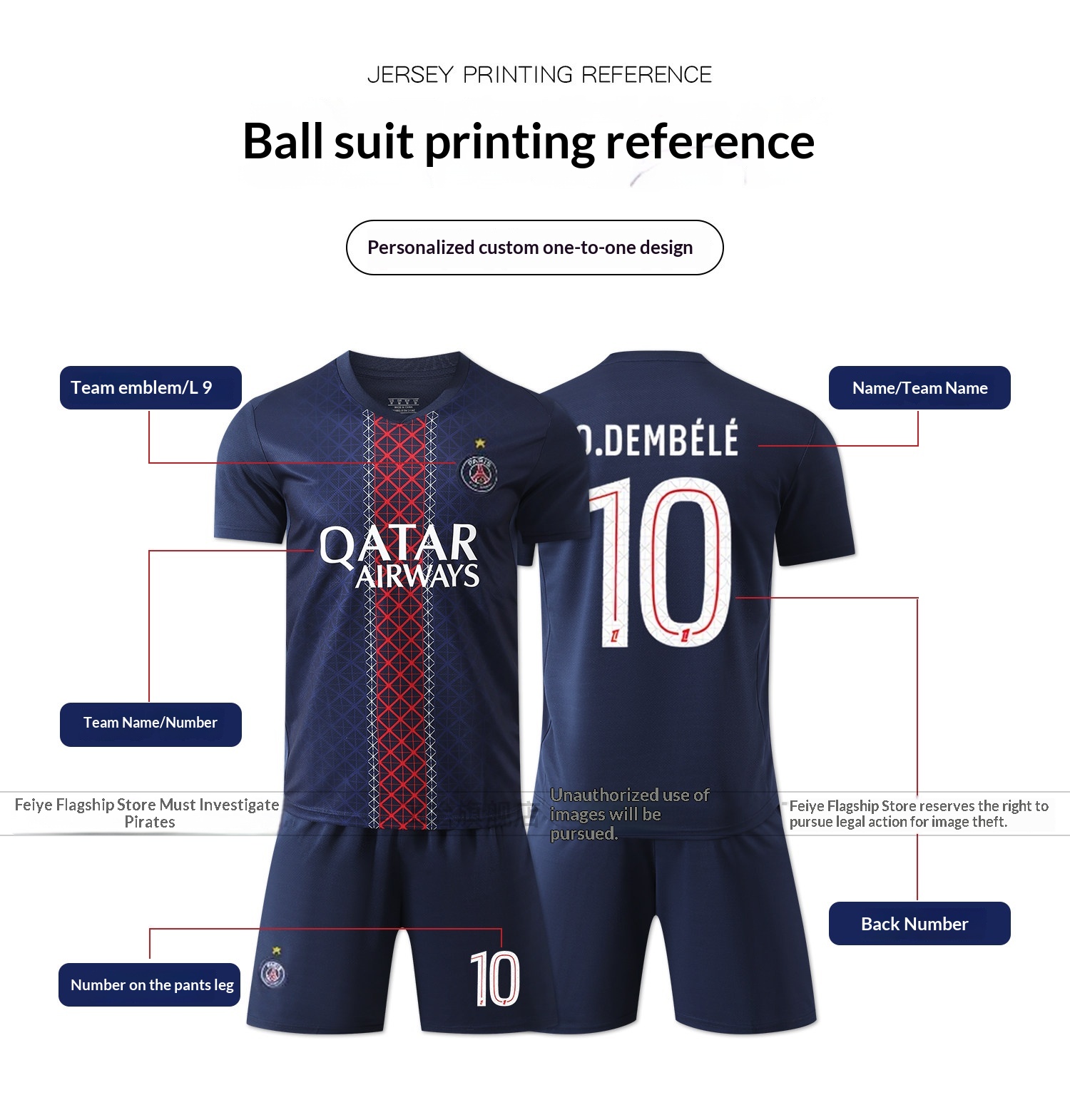 Paris Saint-Germain 2526 Mbappe Dembele Match Jersey Kit Boys Custom detail 5