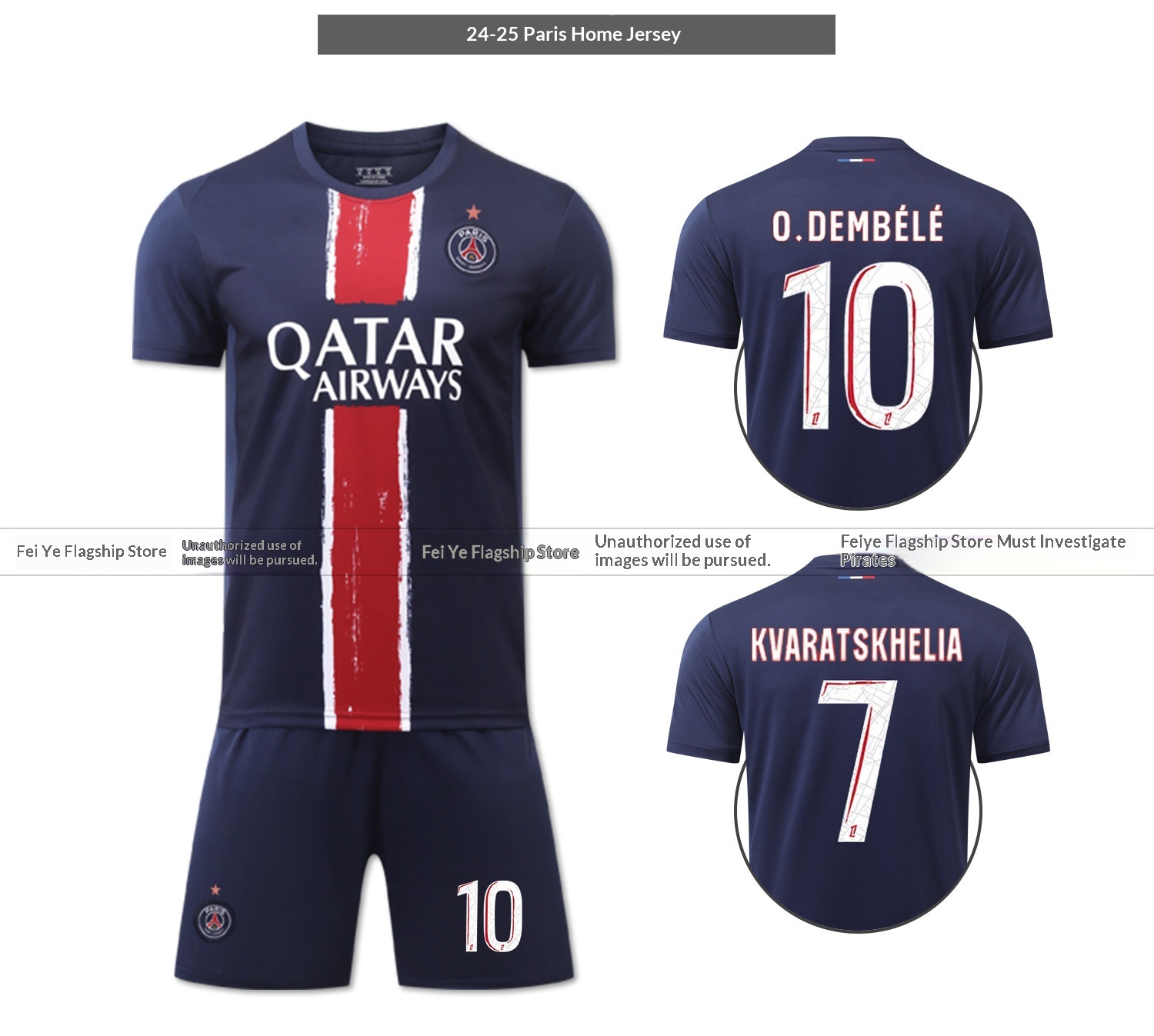 Paris Saint-Germain 2526 Mbappe Dembele Match Jersey Kit Boys Custom detail 8