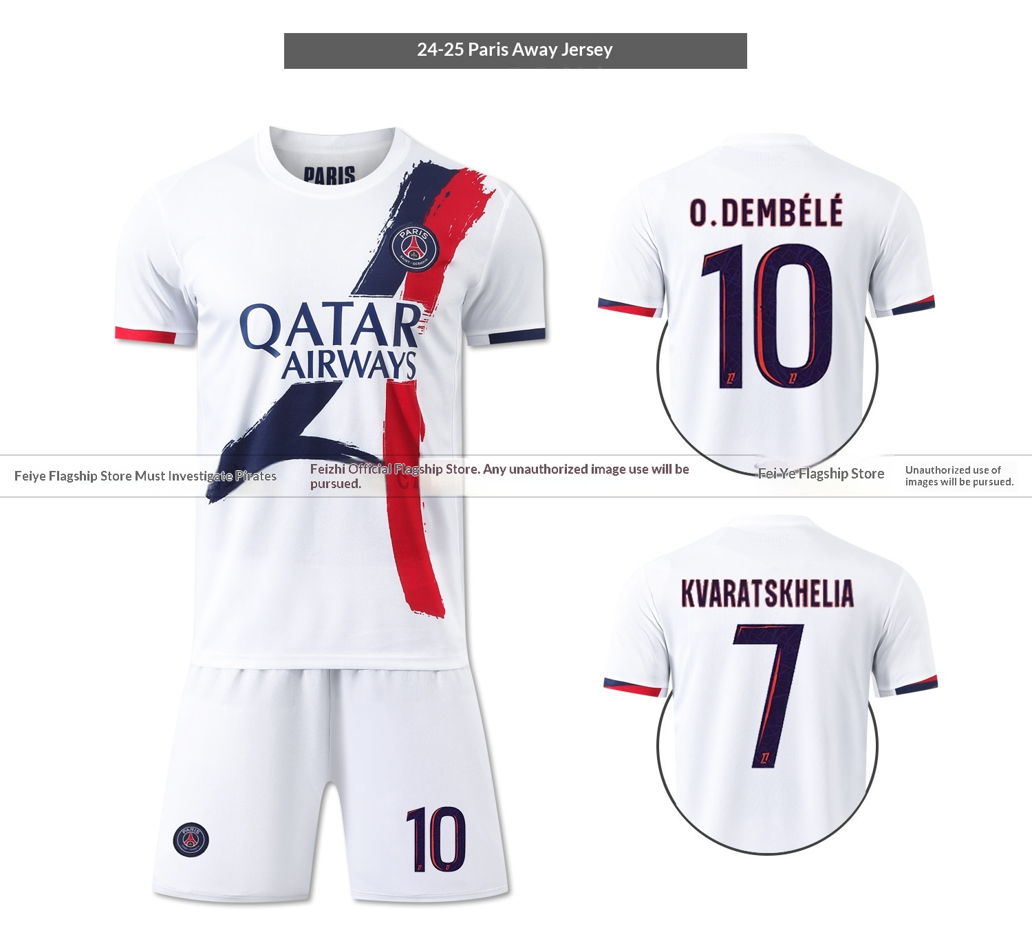 Paris Saint-Germain 2526 Mbappe Dembele Match Jersey Kit Boys Custom detail 9