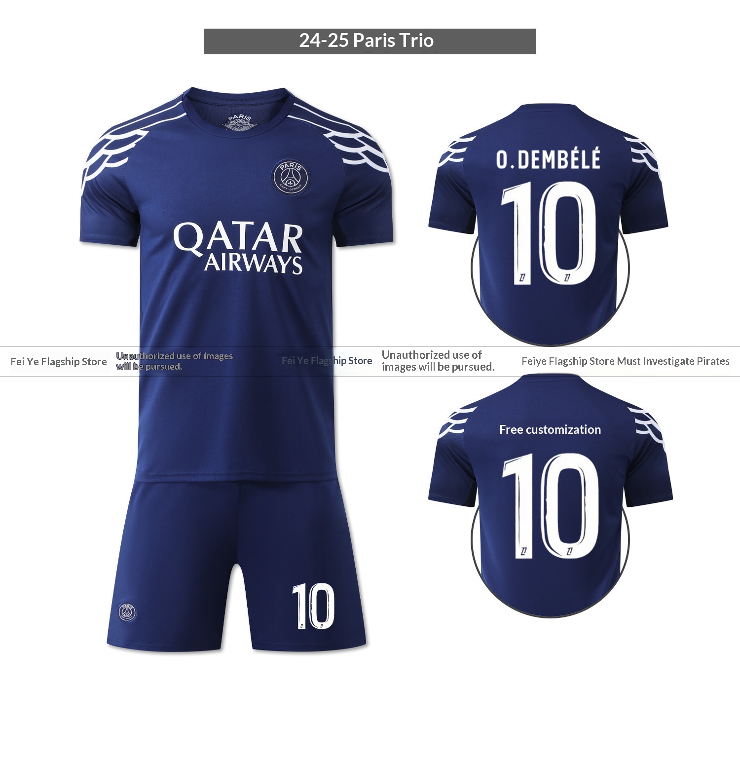 Paris Saint-Germain 2526 Mbappe Dembele Match Jersey Kit Boys Custom detail 11